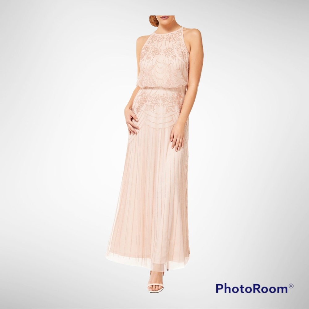 NWT Occasion By Dex Rose Beaded Blouson Gown